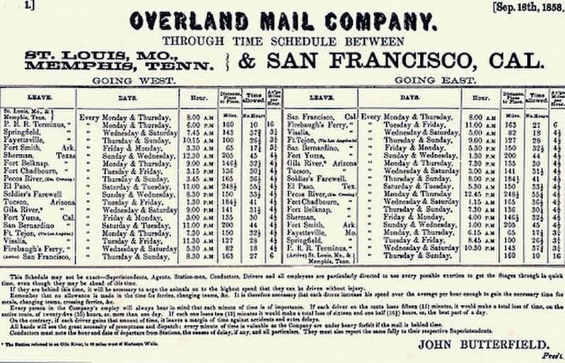 Butterfield Overland Mail Route image. Click for more information.