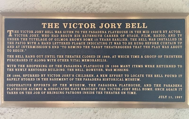 Victor Jory Bell Marker image. Click for full size.