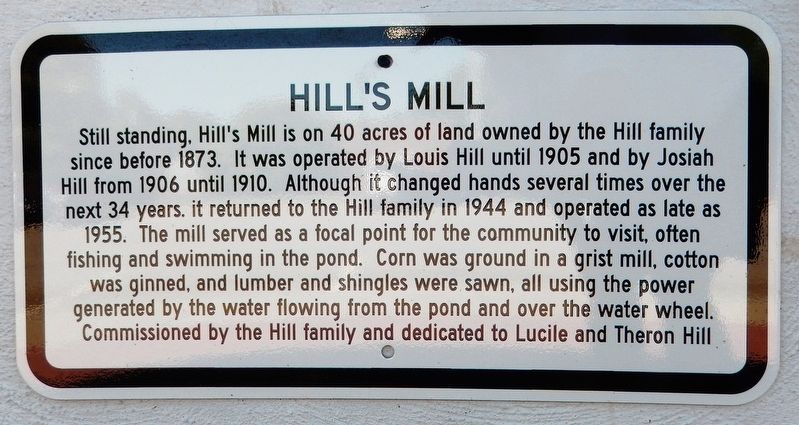 Hill's Mill Marker image. Click for full size.