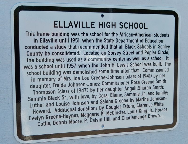Ellaville High School Marker image. Click for full size.