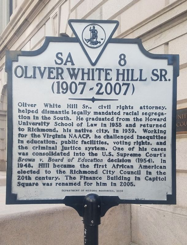 Oliver White Hill Sr. Marker image. Click for full size.