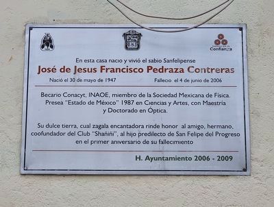 José de Jesus Francisco Pedraza Contreras Marker image. Click for full size.