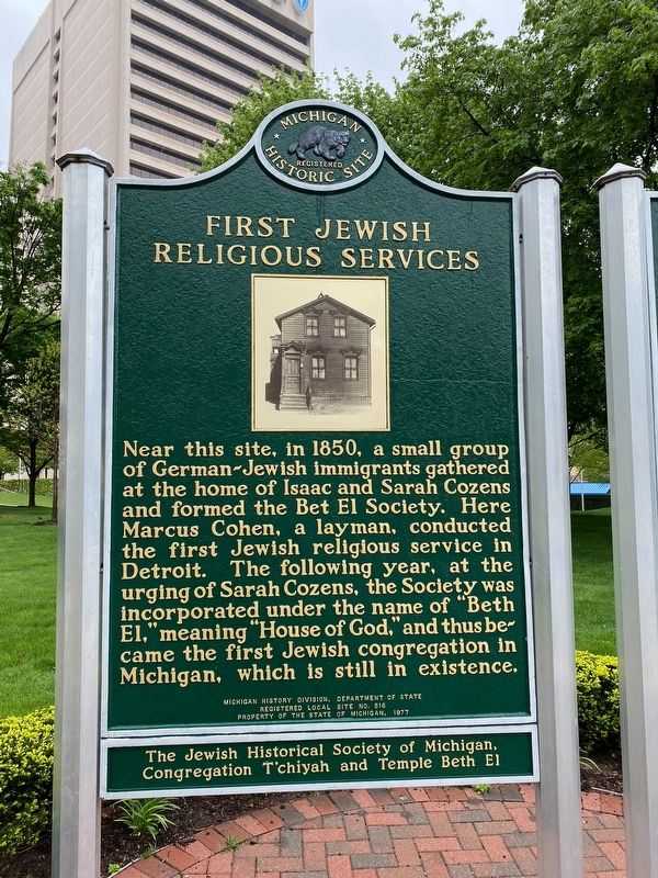 First Jewish Religious Services Marker image. Click for full size.