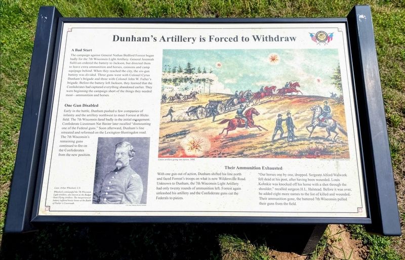 Dunham's Artillery is Forced to Withdraw Marker image. Click for full size.