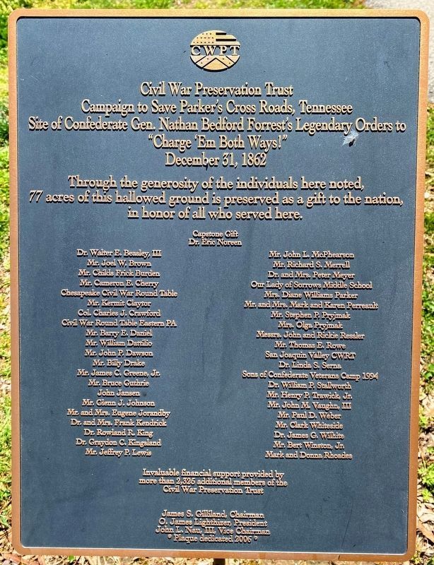 Nearby CWPT Dedication Plaque image. Click for full size.