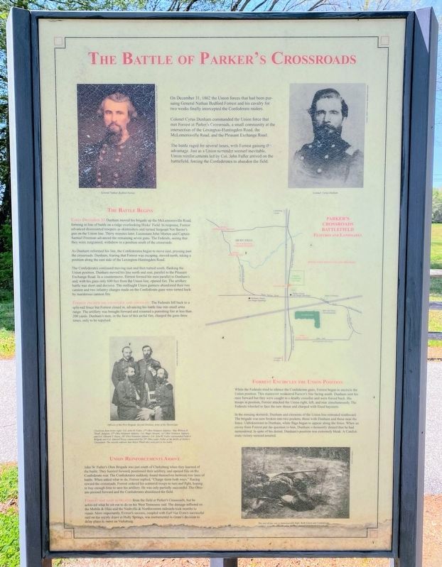 The Battle of Parker's Crossroads Marker image. Click for full size.