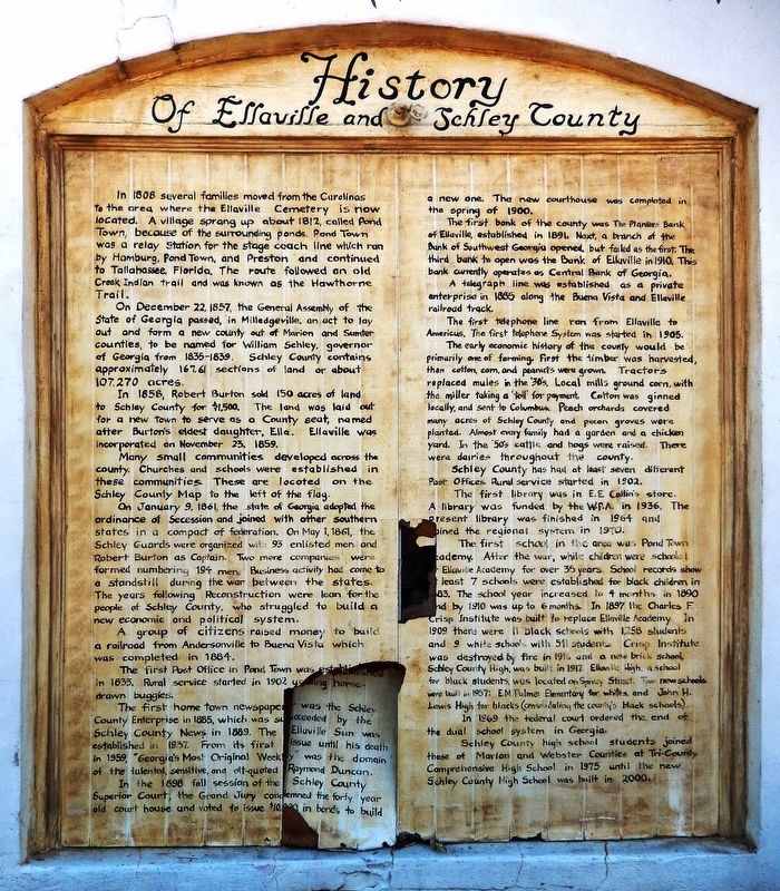 History of Ellaville and Schley County Marker image. Click for full size.
