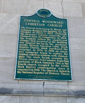 Central Woodward Christian Church Marker image. Click for full size.