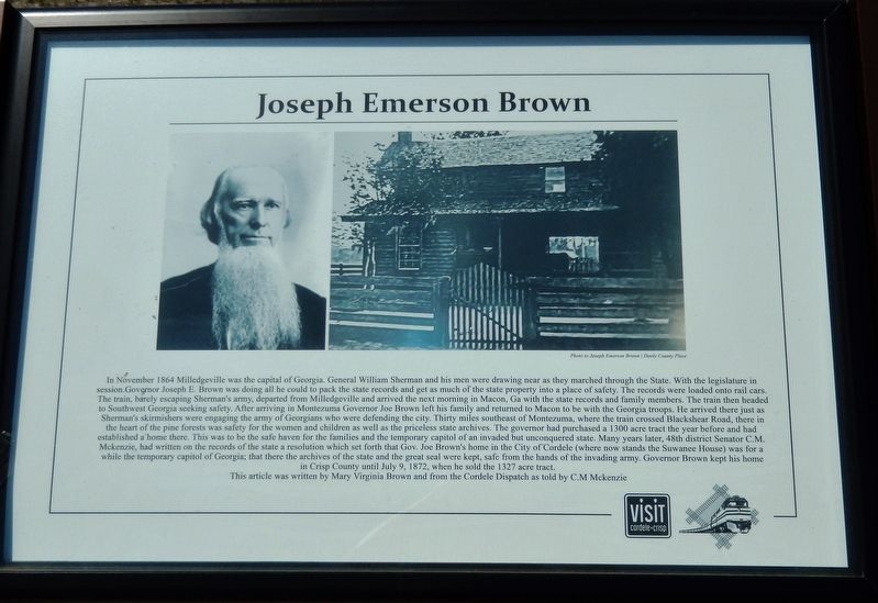 Joseph Emerson Brown Marker. Click for full size. Joseph Emerson Brown Marker image. Click for full size.