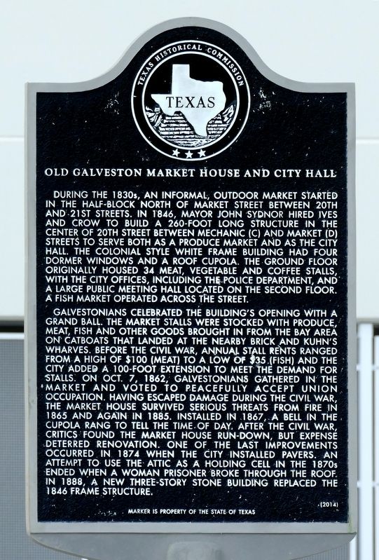 Old Galveston Market House and City Hall Marker image. Click for full size.