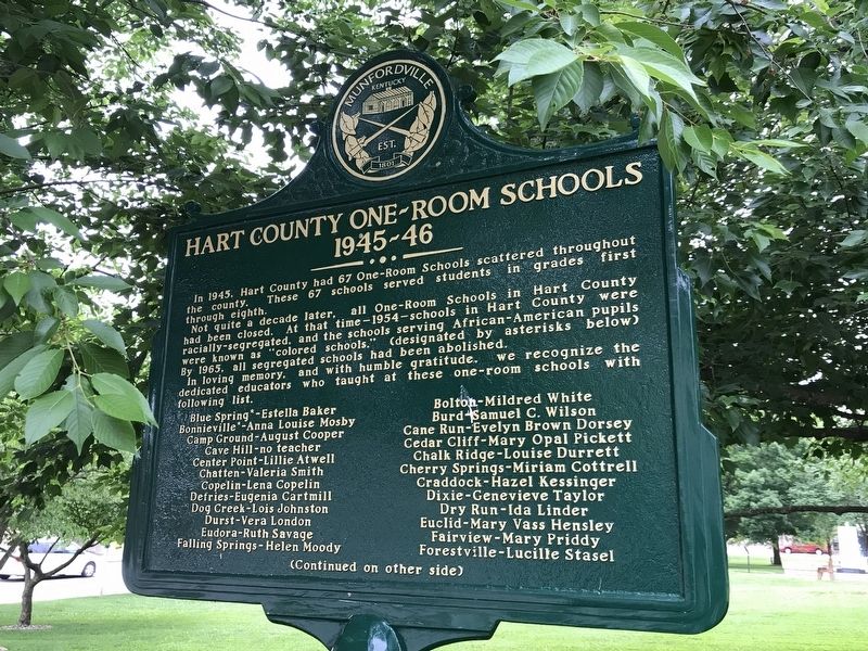 Hart County One-Room Schools Marker (Side A) image. Click for full size.