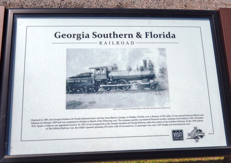 Georgia Southern & Florida Railroad Marker image. Click for full size.