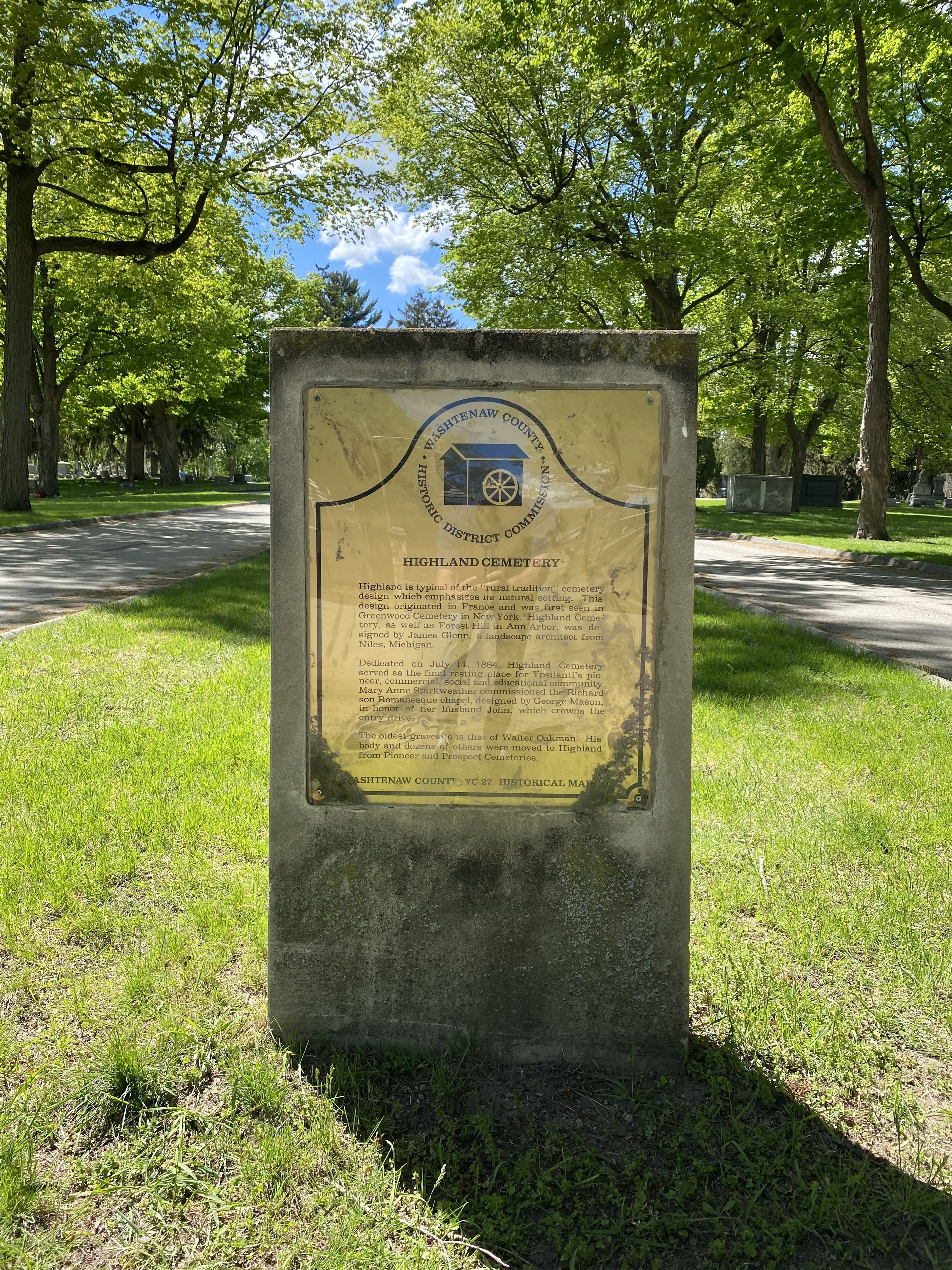 Highland Cemetery Marker