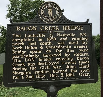 Bacon Creek Bridge Marker (Side A) image. Click for full size.