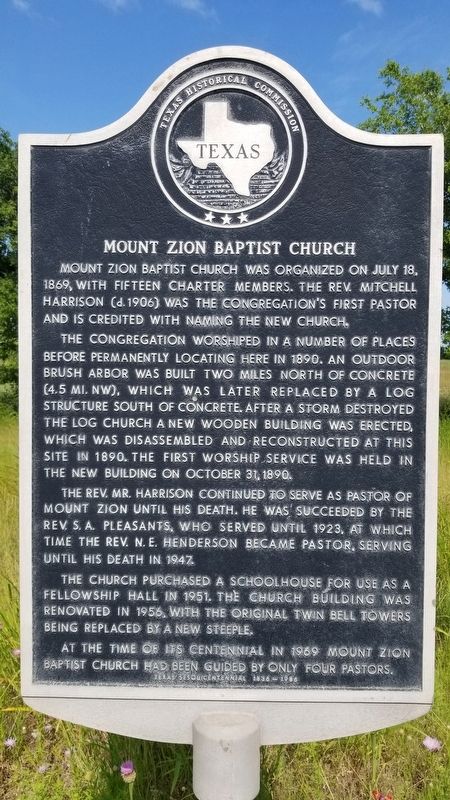 Mount Zion Baptist Church Marker image. Click for full size.