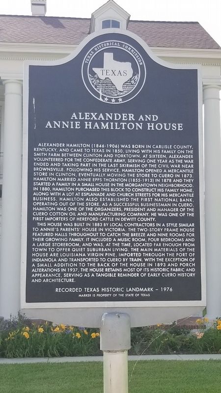 Alexander and Annie Hamilton House Marker image. Click for full size.