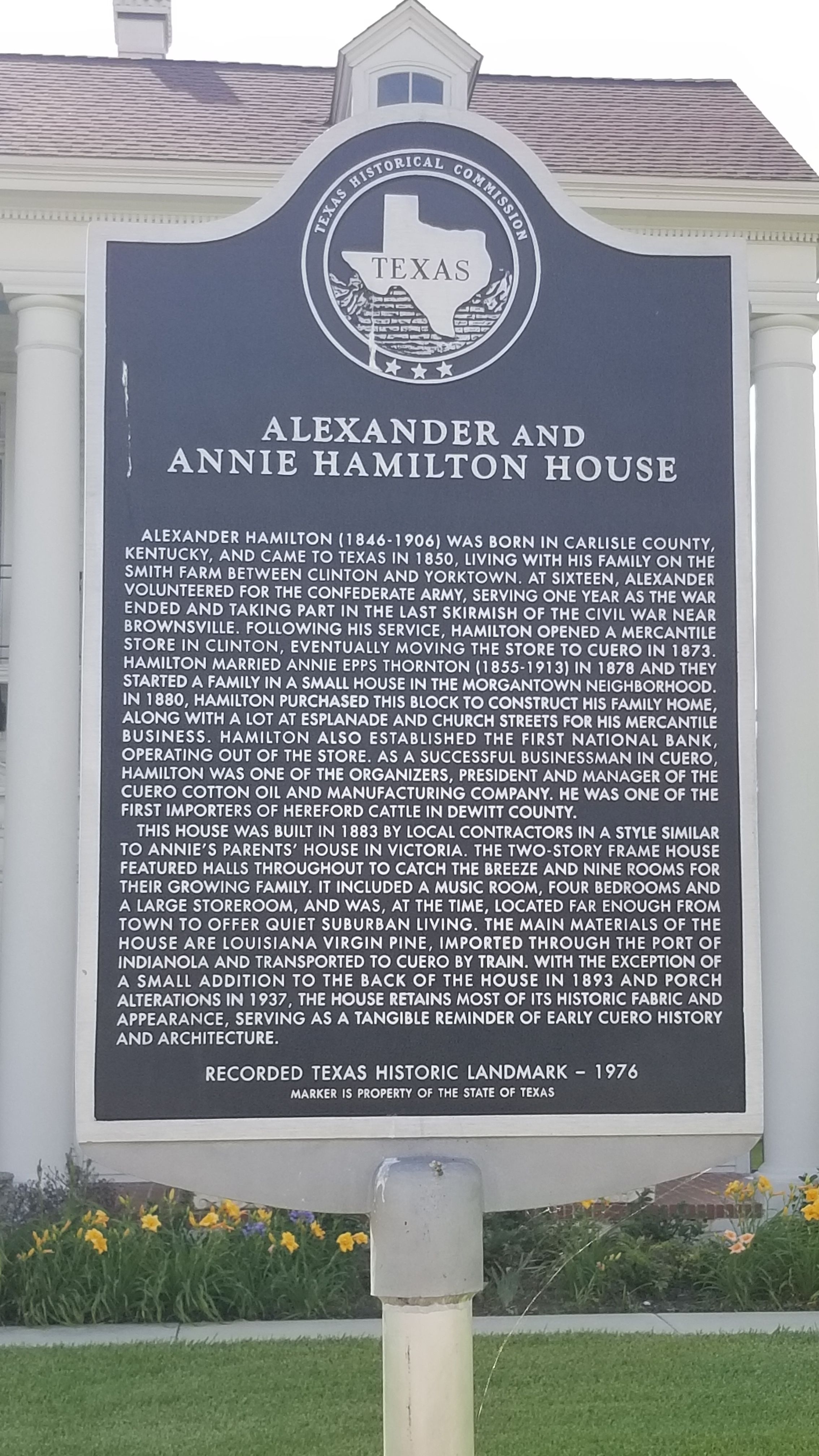Alexander and Annie Hamilton House Marker