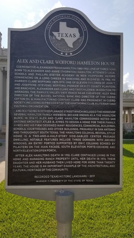 Alex and Clare Wofford Hamilton House Marker image. Click for full size.