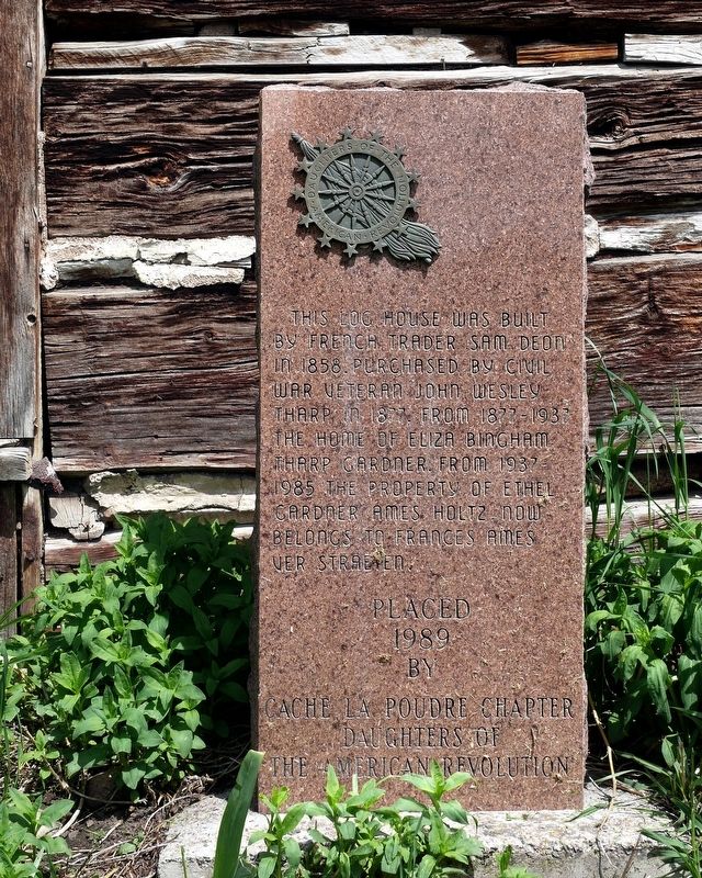 Marker for This log house was built by French trader Sam Deon in 1858 image. Click for full size.