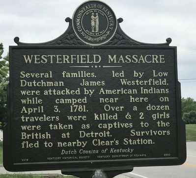 Westerfield Massacre Marker side image. Click for full size.