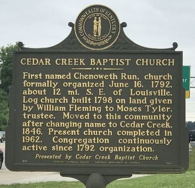 Cedar Creek Baptist Church Marker image. Click for full size.