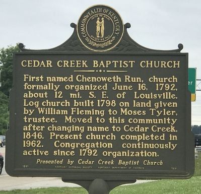 Cedar Creek Baptist Church Marker. Click for full size. Cedar Creek Baptist Church Marker image. Click for full size.