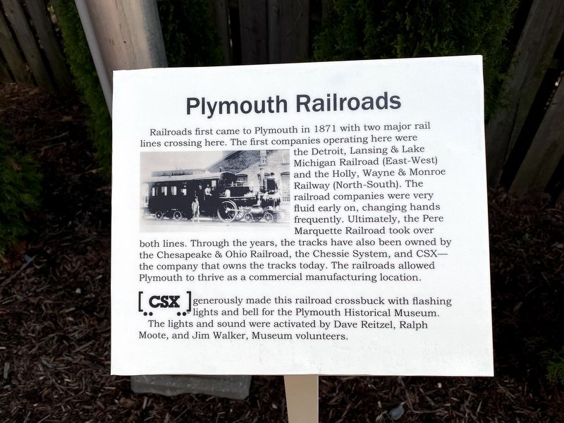 Plymouth Railroads Marker image. Click for full size.
