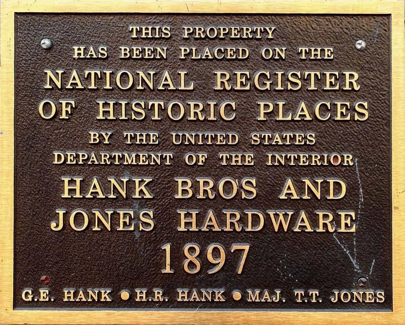 Hank Bros and Jones Hardware Marker image. Click for full size.