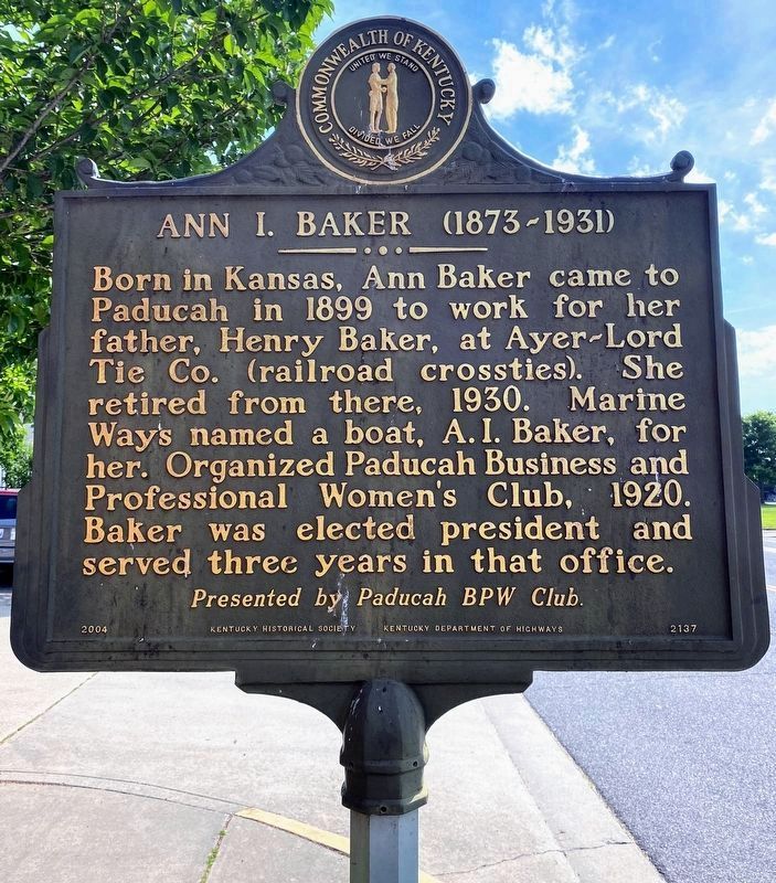 Ann I. Baker / Ann I. Baker (1873 - 1931) Marker image. Click for full size.
