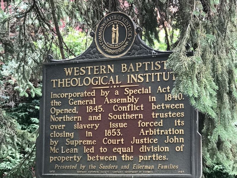 Western Baptist Theological Institute Marker side image. Click for full size.