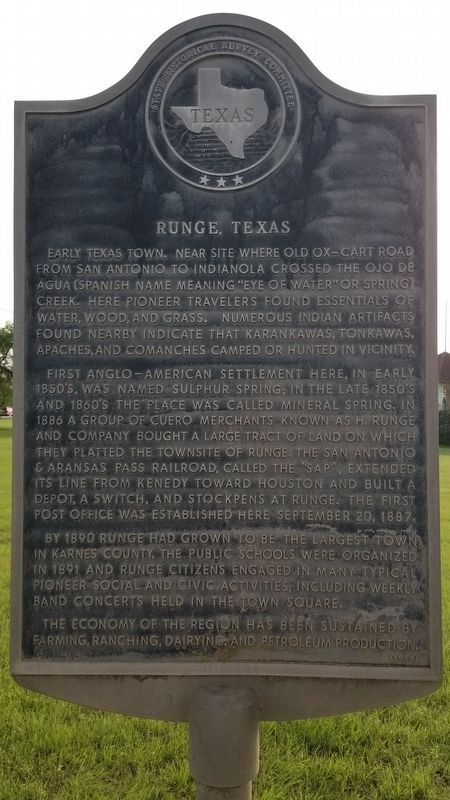 Runge, Texas Marker image. Click for full size.