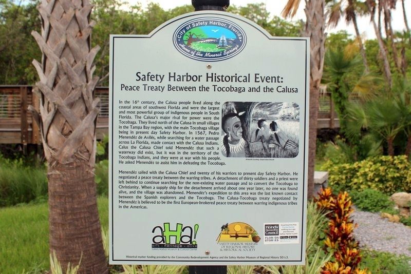 Safety Harbor Historical Event: Peace Treaty Between the Tocobaga and the Calusa Marker image. Click for full size.