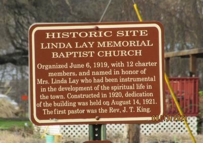 Linda Lay Memorial Baptist Church Marker image. Click for full size.