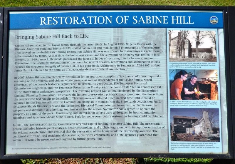 Restoration of Sabine Hill Marker image. Click for full size.