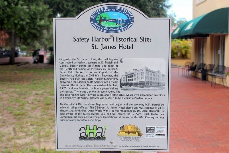 Safety Harbor Historical Site: St. James Hotel Marker image. Click for full size.