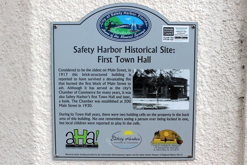 Safety Harbor Historical Site: First Town Hall Marker image. Click for full size.