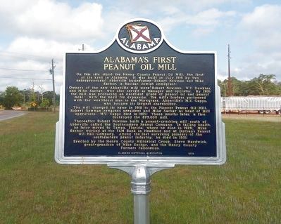 Alabama's First Peanut Oil Mill Marker image. Click for full size.
