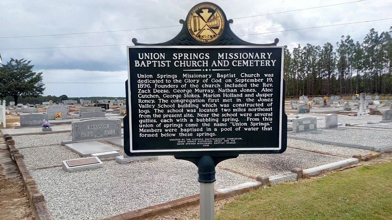Union Springs Missionary Baptist Church And Cemetery Marker image. Click for full size.