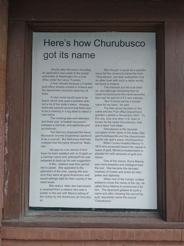 Here's how Churubusco got its name Marker image. Click for full size.