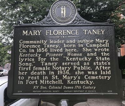 Mary Florence Taney Marker (Side A) image. Click for full size.