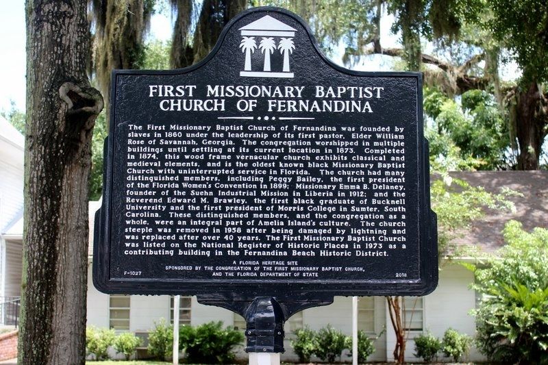 First Missionary Baptist Church of Fernandina Marker image. Click for full size.
