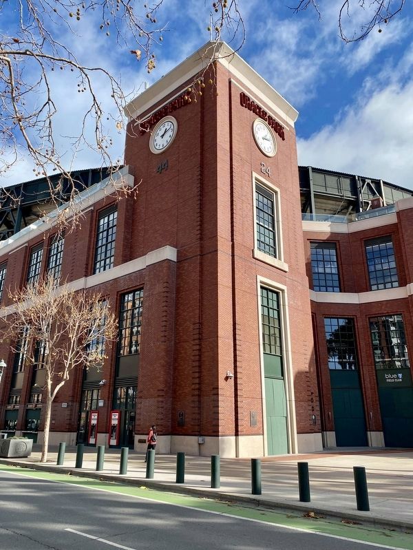 Willie McCovey Marker - wide view image. Click for full size.