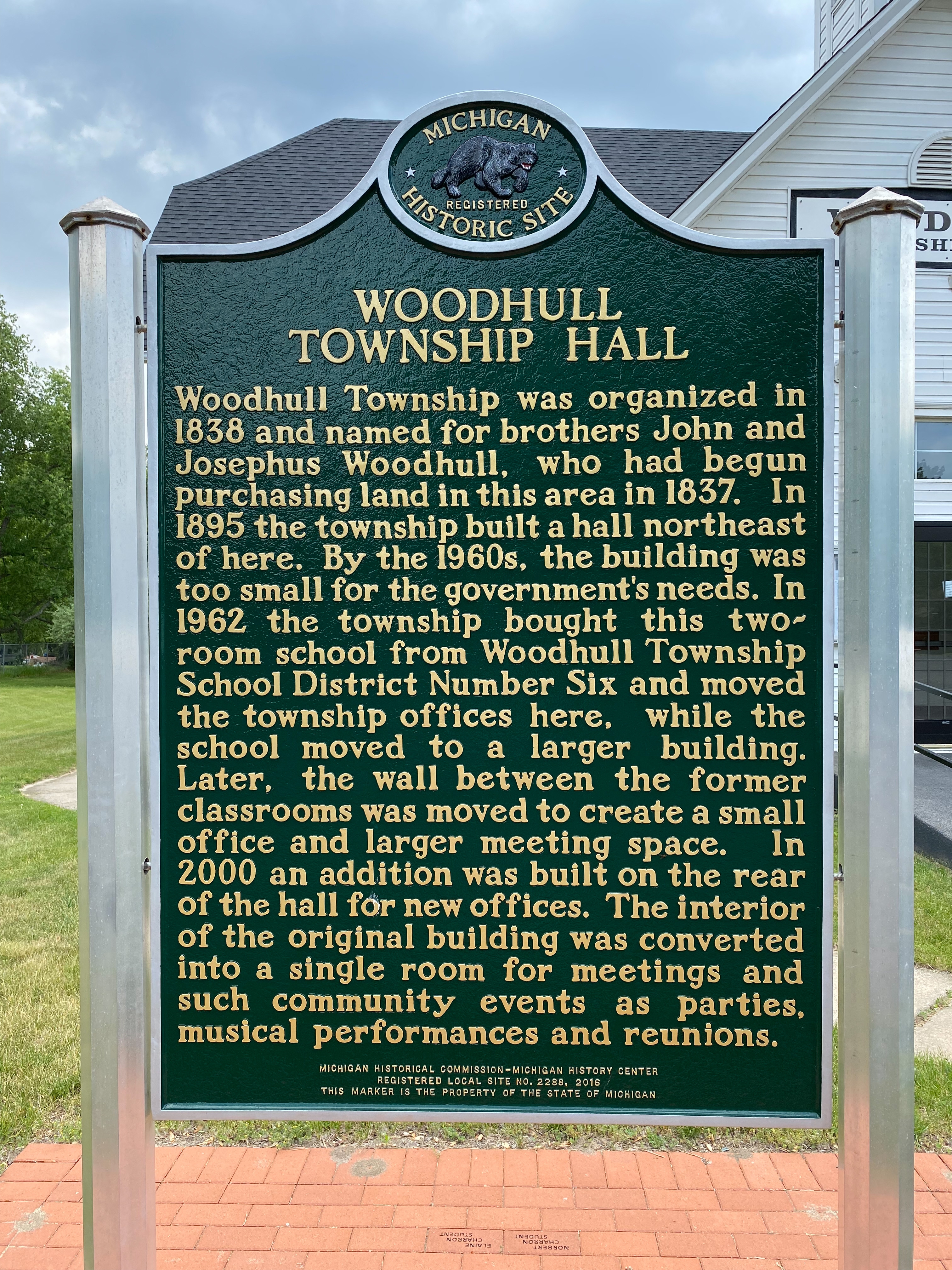 Woodhull Township Hall / Shaftsburg School Marker
