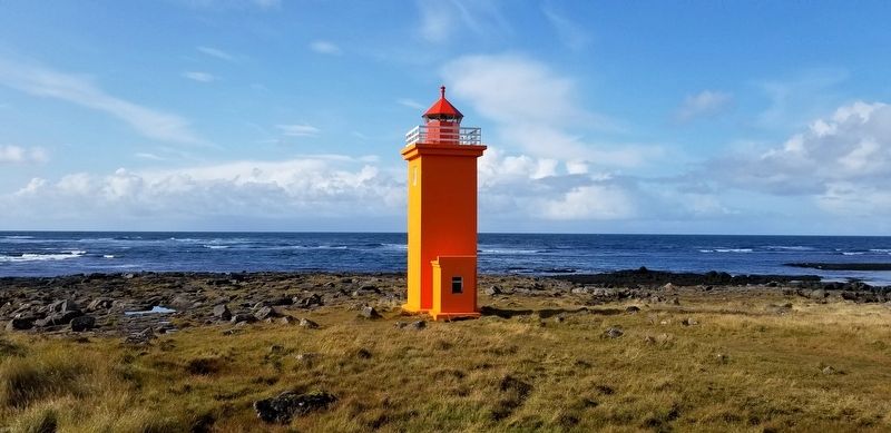 The Stafnesviti lighthouse is west of the marker. image. Click for full size.