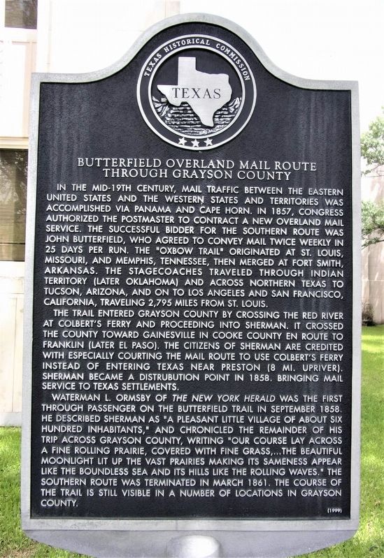 Butterfield Overland Mail Route Through Grayson County Marker image. Click for full size.