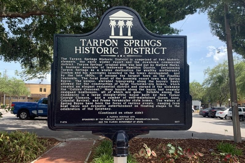 Tarpon Springs Historic District Marker Side 1 image. Click for full size.