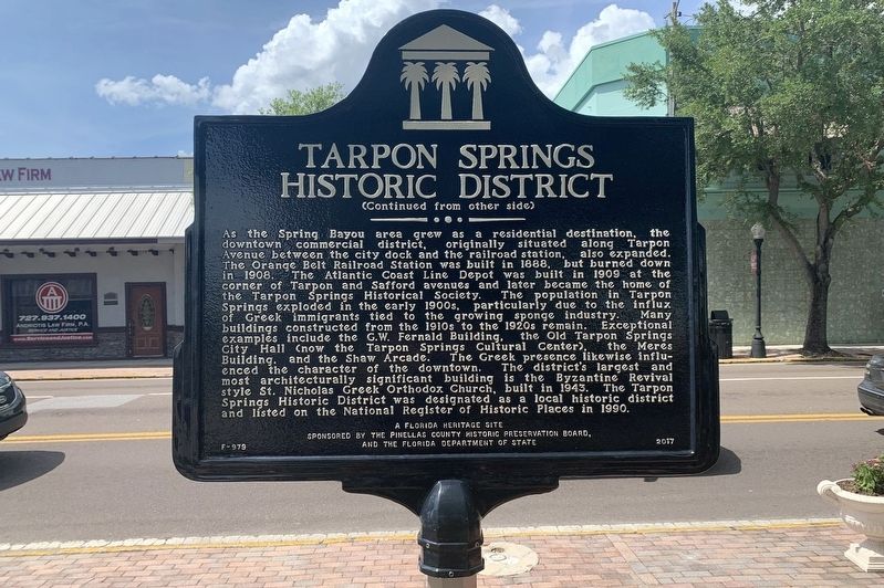 Tarpon Springs Historic District Marker Side 2 image. Click for full size.