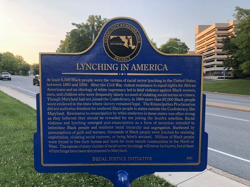 Lynching in America side of the marker image. Click for full size.
