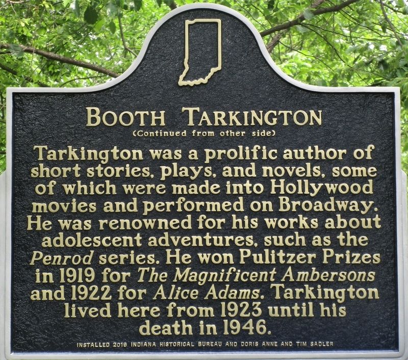 Booth Tarkington Marker image. Click for full size.