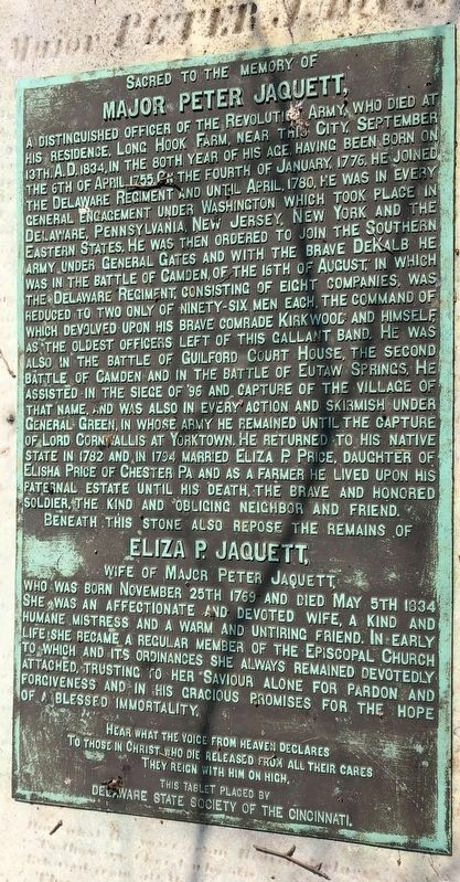 Major Peter Jaquett Marker image. Click for full size.